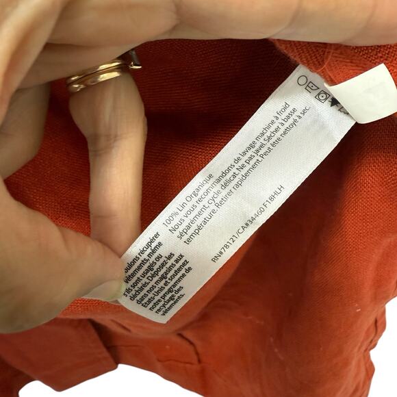 Eileen Fisher Organic Linen Trench Coat Orange Women’s Size PP (2P/4P)‎ - Picture 9 of 13